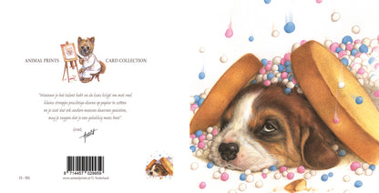 Square card - Beagle rusk with mice (dog print)