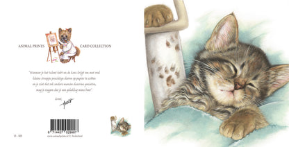 Square card - Cat with broken leg, Get well soon (cat print)