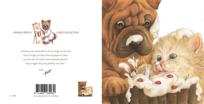 Square Card - Sharpei &amp; Persian Celebrating (Dog Print)