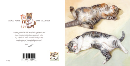 Vierkante kaart - Lekker even luieren, niets om je voor te schamen. (katten print)