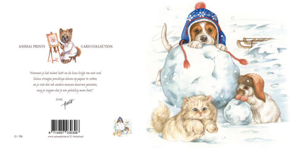 Square card - Will you join us? Let's build a snowman together. (Beagle)