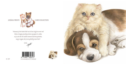 Quadratische Karte – Wahre Liebe, wahre Freundschaft… (Perserkatze und Beagle)