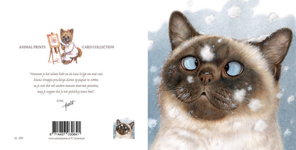 Quadratische Karte – Schneeflocken lassen mich immer ein bisschen schielten… (Katzenmotiv)