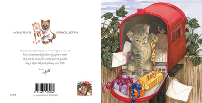 Square card - Nothing is more fun than opening the birthday mail (cat print)