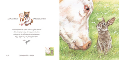Square Card - Cow &amp; Rabbit - Who can eat the most grass... (Cow and Rabbit)
