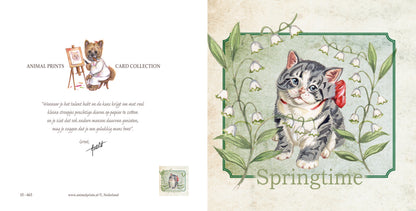 Quadratische Karte – Frühling (Katzenmotiv)