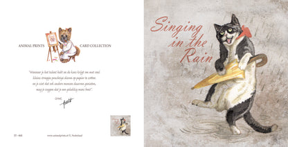 Quadratische Karte – Singing in the Rain (Katzenmotiv)