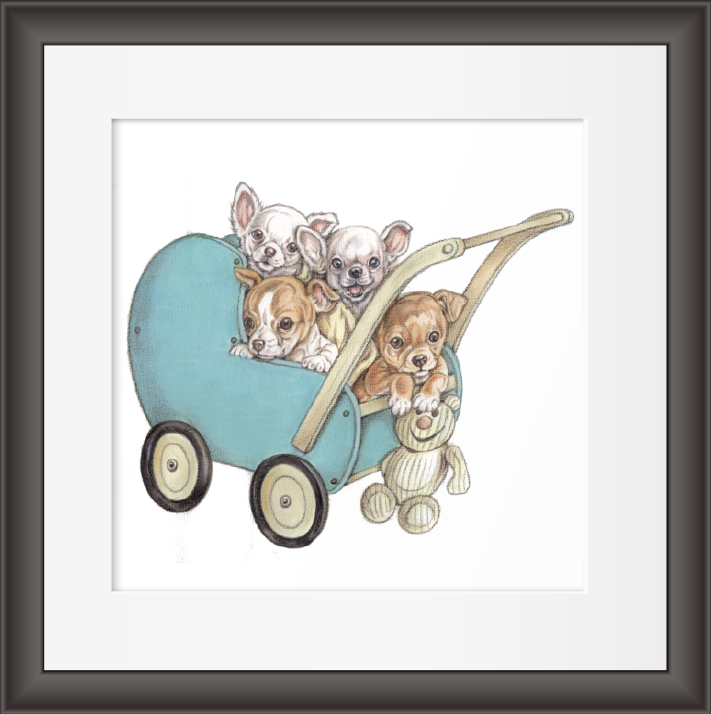 Reproduction "Chihuahuas in Pram".