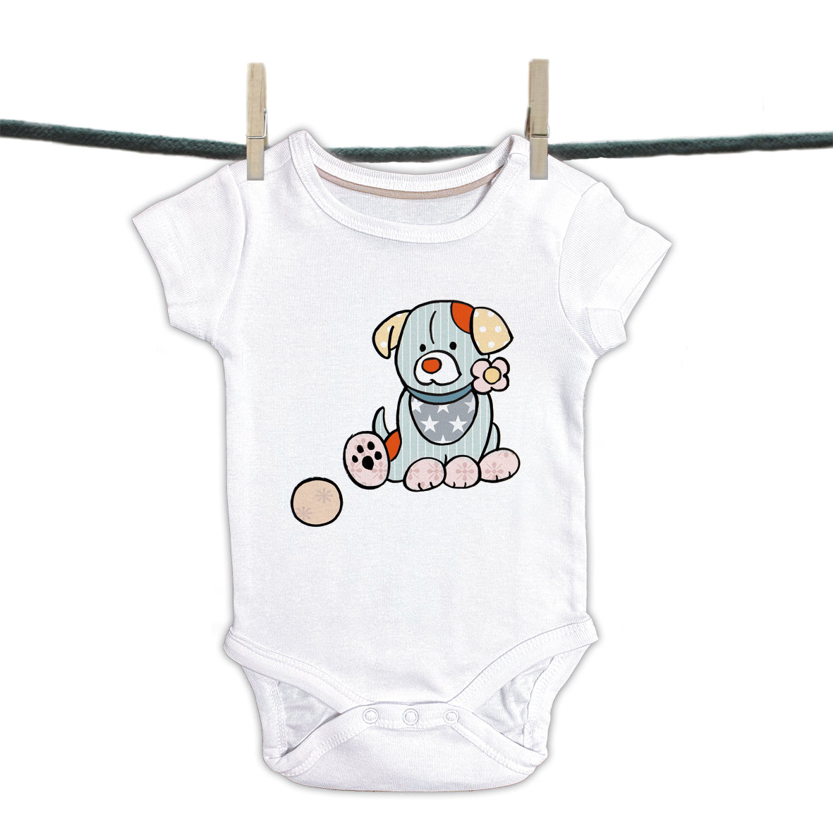 Baby Strampler Patchwork Kollektion - Kleiner Hund